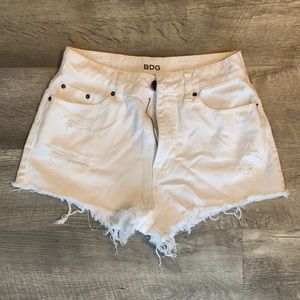 Bdg white high waisted jean shorts
